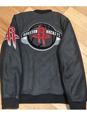 Houston Rockets Ultra Game NBA Varsity Button Down Bomber Jacket  - Men’s Size L